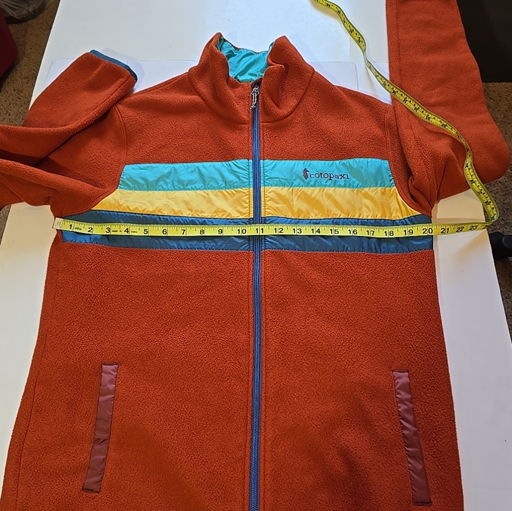 Cotopaxi Teca Full Zip Burnt Orange Fleece Jacket with Colorful Stripes Size M - Picture 7 of 9